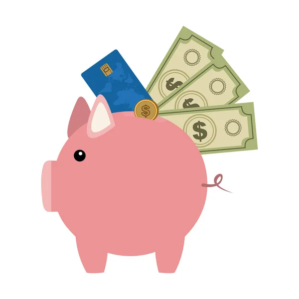 Simbolo risparmiare denaro maiale icona — Vettoriale Stock