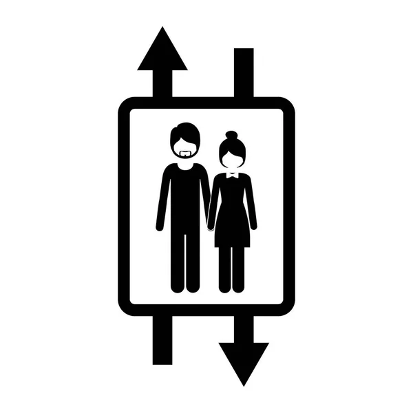 Ascenseur avec des personnes à l'intérieur icône — Image vectorielle