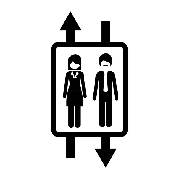 Ascenseur avec des personnes à l'intérieur icône — Image vectorielle