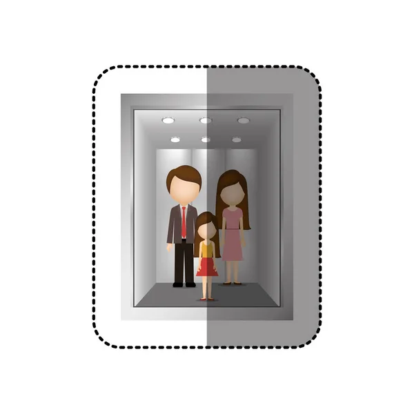 Ascensor con personas dentro del icono — Vector de stock