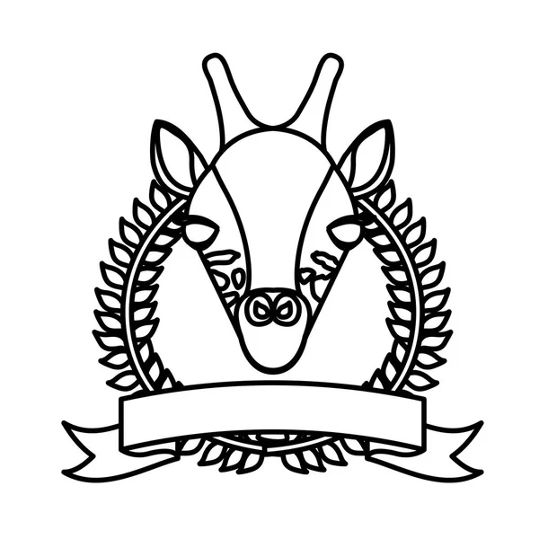 Emblem giraffe hunter city icon — Stock Vector