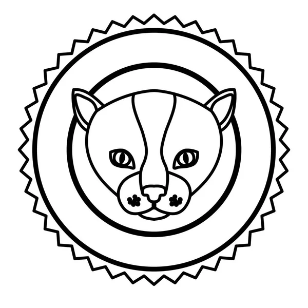 Emblema gato cazador ciudad icono — Vector de stock