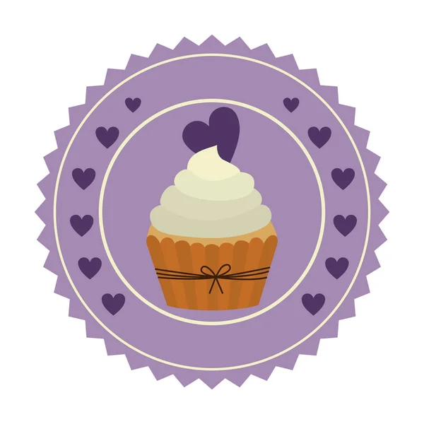 Emblem Muffin Cupcakes Ikone Design — Stockvektor