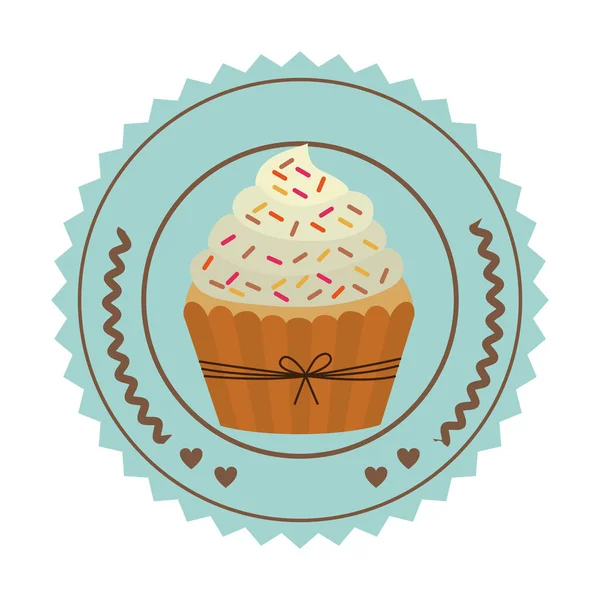 Emblem muffin cupcakes icon design — Stock Vector
