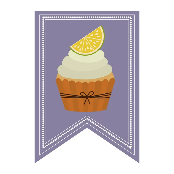 Emblème muffin cupcakes icône design — Image vectorielle