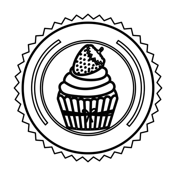 Emblem muffin cupcakes icon design — Stock Vector