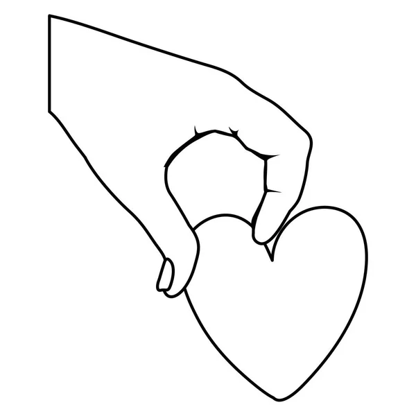 Corazón en el icono de la mano — Vector de stock