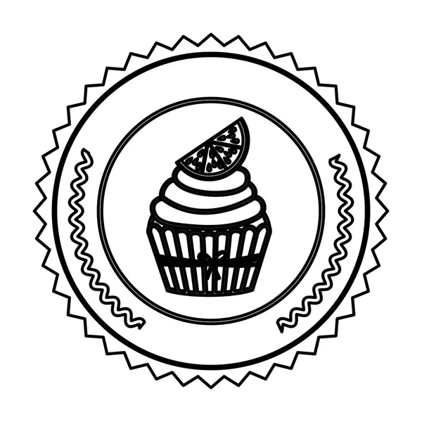 Emblema muffin cupcakes icona di design — Vettoriale Stock