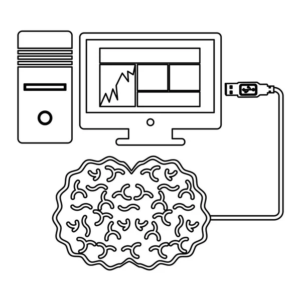 Cerveau hébergement données icône stock — Image vectorielle