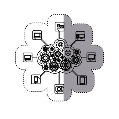 tek renkli etiket bulut Bakım Servisi elektronik ekipman kavramının