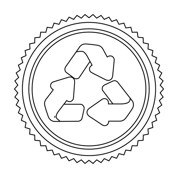 Contorno de marco circular con símbolo de reciclaje — Vector de stock