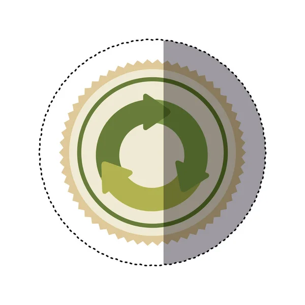 Autocollant cadre circulaire couleur avec symbole de recyclage circulaire — Image vectorielle