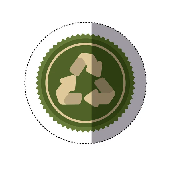 Färg cirkulär ram dekal med återvinning symbol — Stock vektor