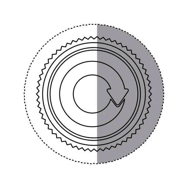 Sticker monochrome with circular reuse symbol — Stock Vector