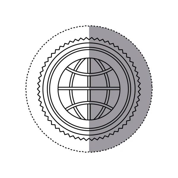 Kör alakú keret ecologic világ matrica fekete-fehér — Stock Vector