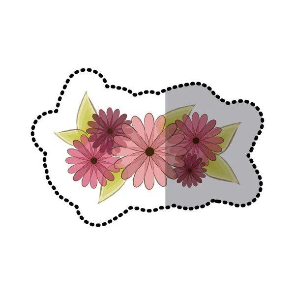 스티커 어두운 잎 꽃 꽃다발 꽃 디자인 — 스톡 벡터