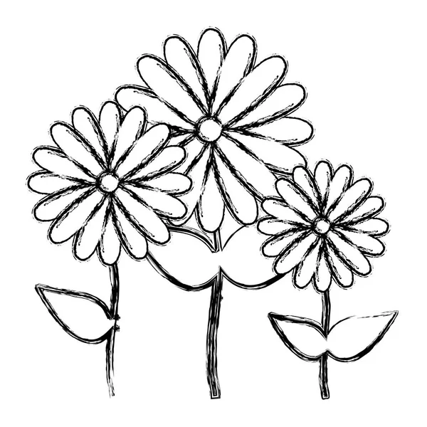 Silhueta borrada coleção conjunto girassóis design ícone floral — Vetor de Stock