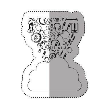 etiket kontur cloud kümülüs şekil set koleksiyonu yatırım ve teknoloji ile