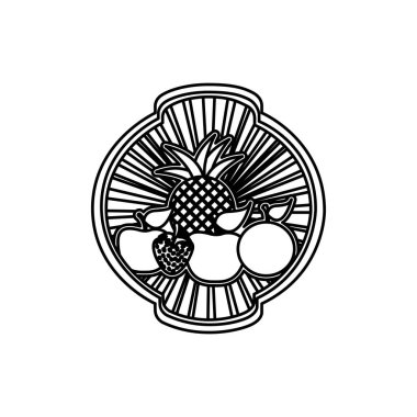 çizgili kontur natürmort meyve ile hanedan sınır yuvarlak