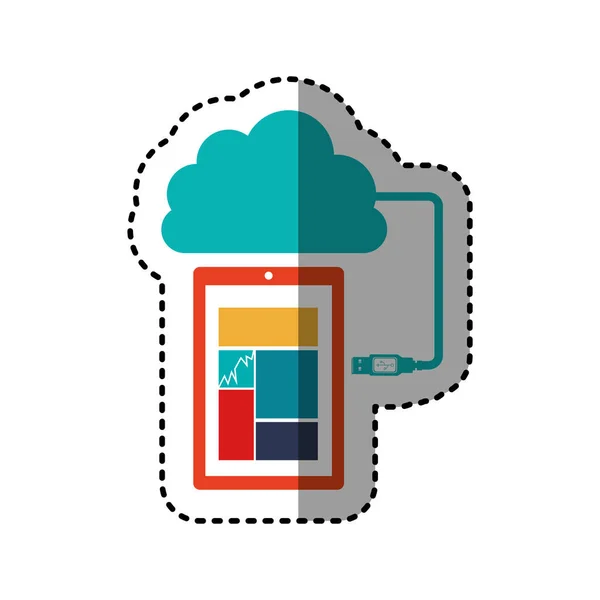 Autocollant tech smartphone cloud stockage — Image vectorielle