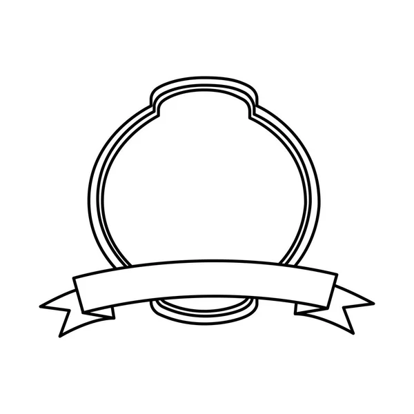 Silhouette rotonda cornice decorativa araldica con etichetta — Vettoriale Stock