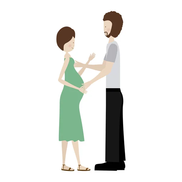 People pregnant woman and her husband icon — Stock Vector