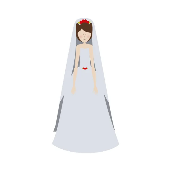 Lidé žena ikonou svatební šaty — Stockový vektor