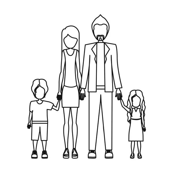 Paar van de mensen met hun kinderen-pictogram — Stockvector