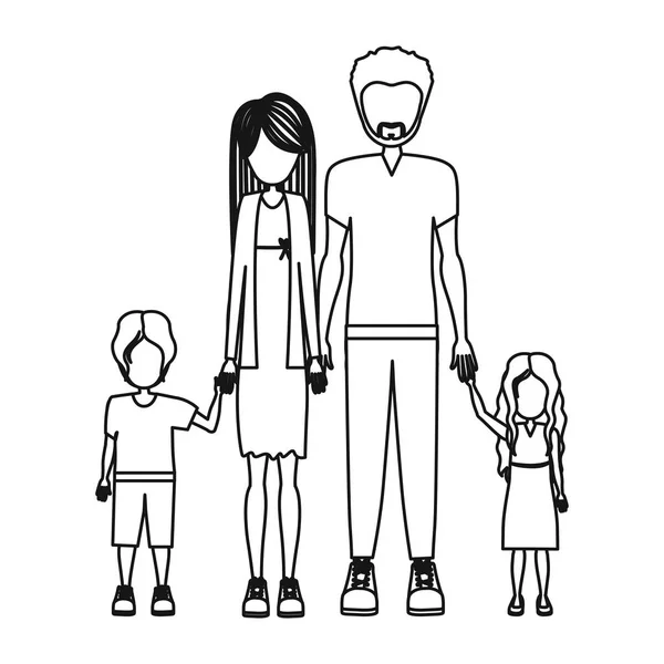 Paar van de mensen met hun kinderen-pictogram — Stockvector