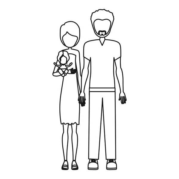 Personnes couple avec leurs enfants icône — Image vectorielle