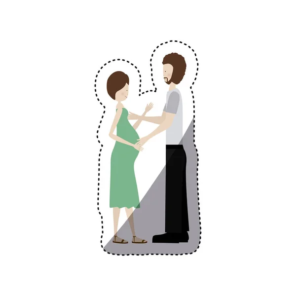 People pregnant woman and her husband icon — Stock Vector