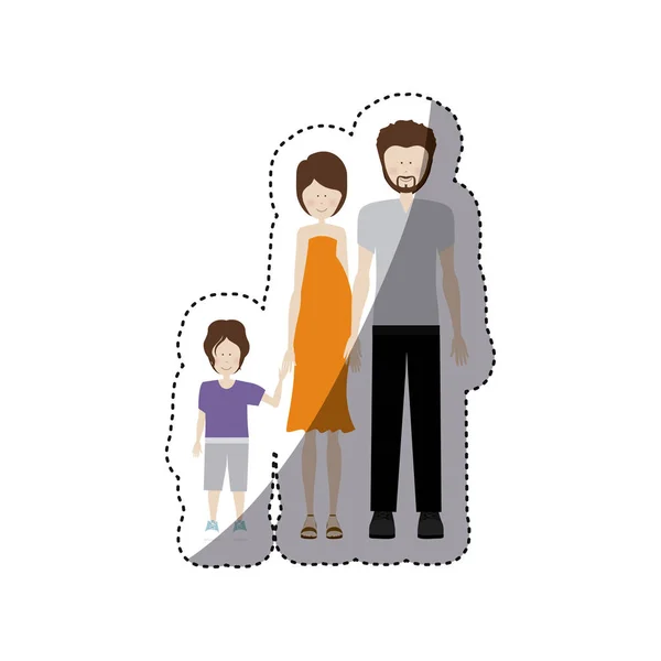 People couple with their children icon — Stock Vector