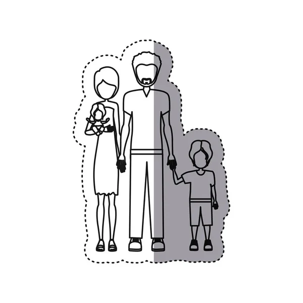 Paar van de mensen met hun kinderen-pictogram — Stockvector