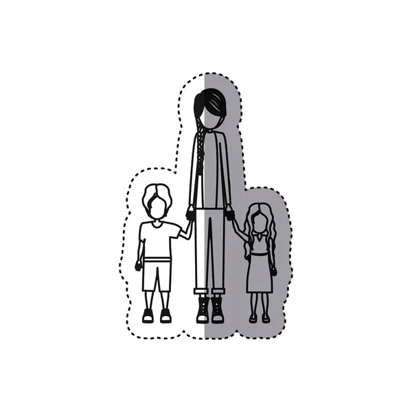 Люди жінка зі своїми дітьми значок — стоковий вектор