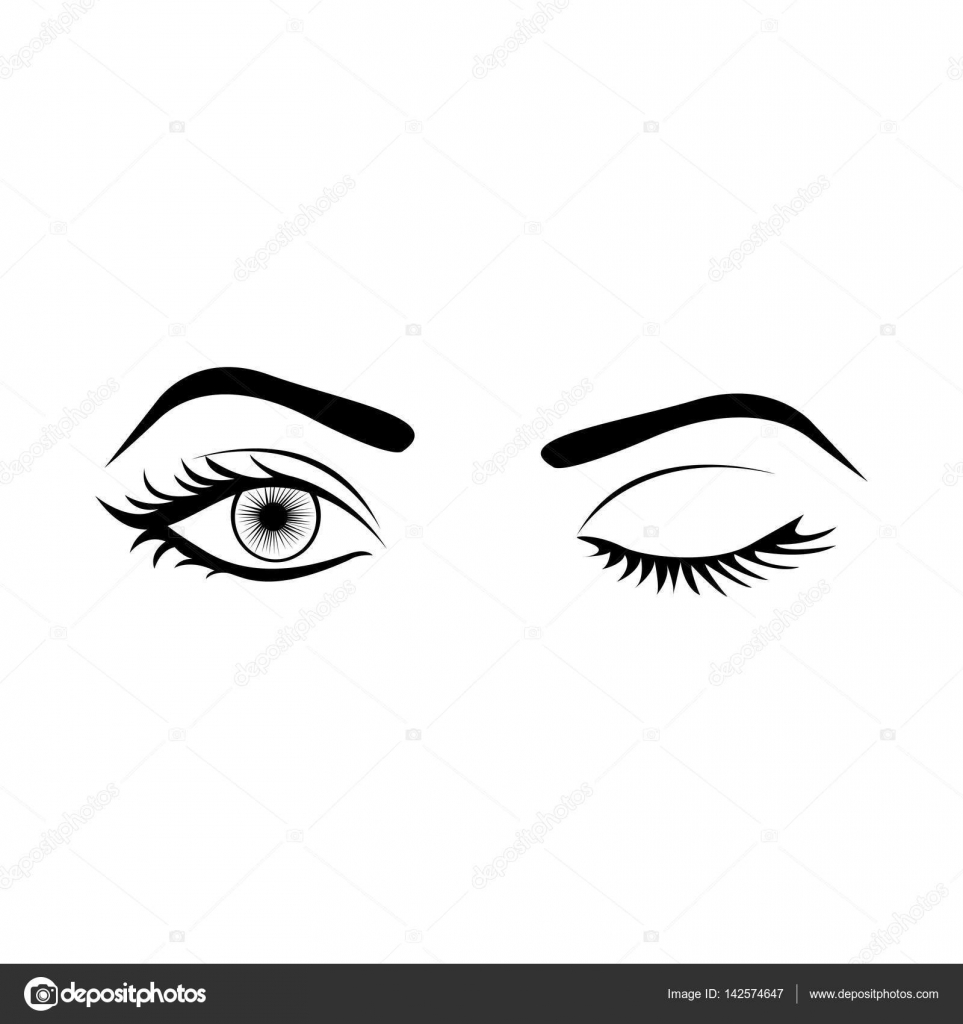 Download Monochrome silhouette with wink woman eye — Stock Vector © grgroupstock #142574647