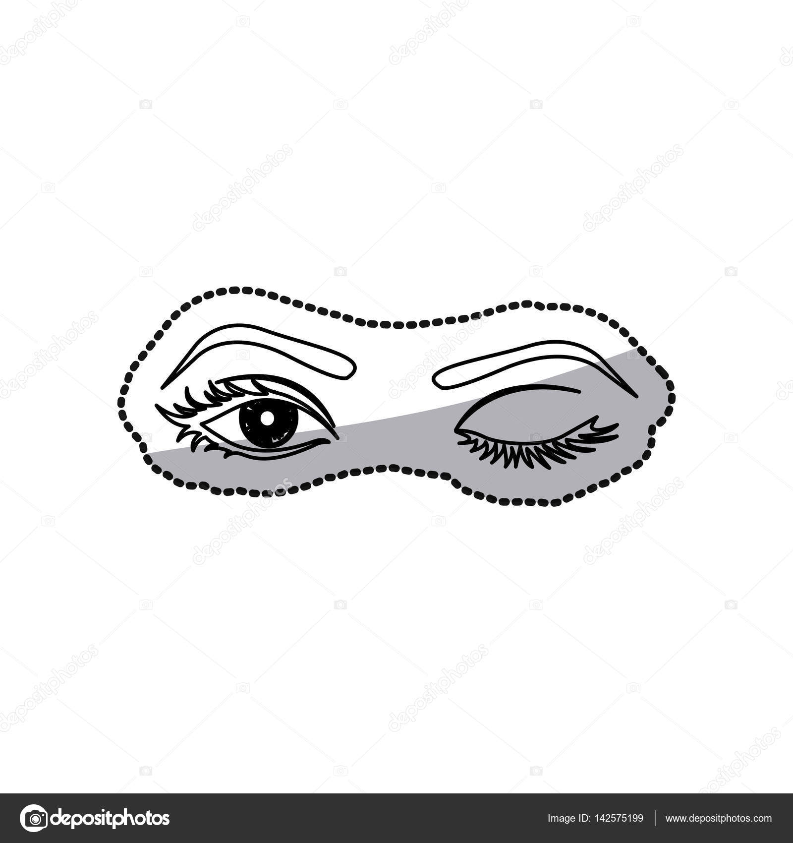 ステッカー輪郭ウィンク梨花目 ストックベクター C Grgroupstock