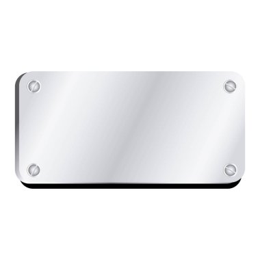Vidaları ile parlak fırçalanmış metal plaka