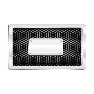 dikdörtgen çerçeve metalik ile ızgara delikli ve parlak fırçalanmış plak