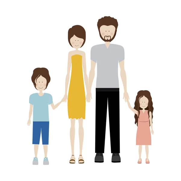 Farbe Silhouette Familie und Vater mit Bart — Stockvektor