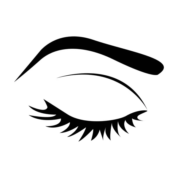 Farbsilhouette mit geschlossenem weiblichen Auge und Augenbraue — Stockvektor