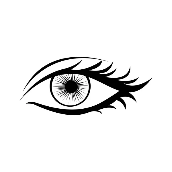 Silueta monocromática con ojo femenino — Vector de stock