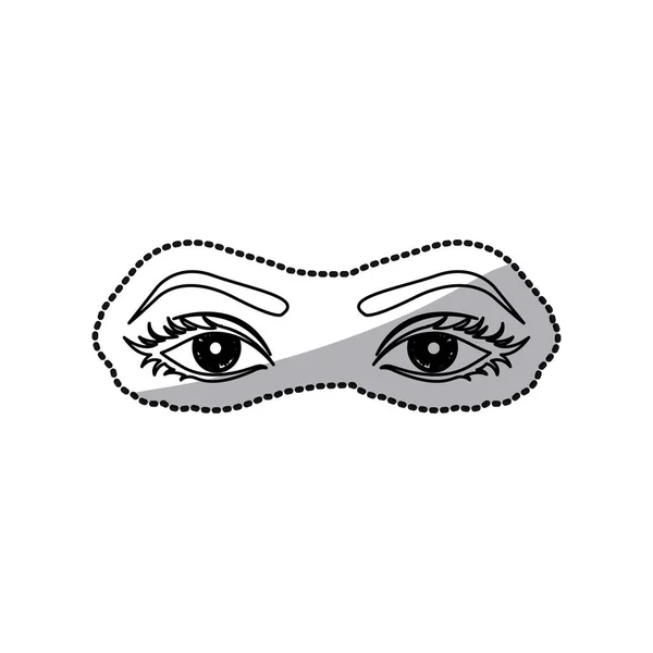 Aufkleber skizzieren Frau mit offenen Augen — Stockvektor