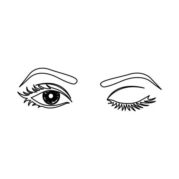 Anahat kırpışan kadının gözleri simgesi — Stok Vektör