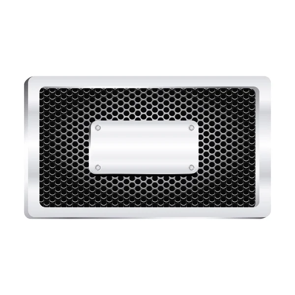 Marco rectangular metálico con parrilla perforada y placa cepillada brillante — Vector de stock