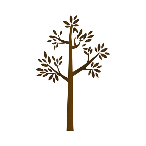 Arbre silhouette marron avec feuilles et tronc — Image vectorielle