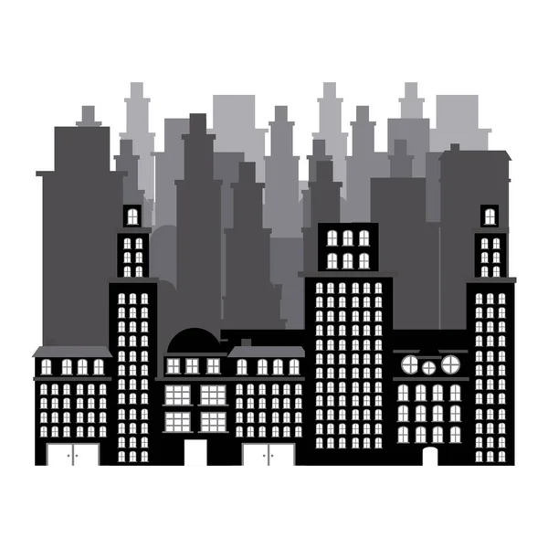 Icono de la escena de edificios y paisajes urbanos — Vector de stock