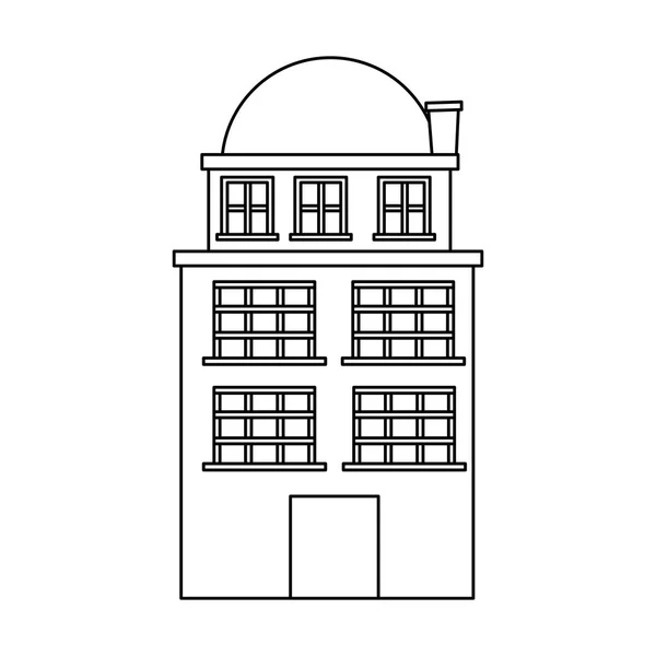 Silhouet gebouw residentie met drie verdiepingen en een terras — Stockvector