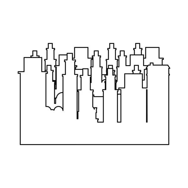 Esboço quadro cityscape cena ícone plana — Vetor de Stock