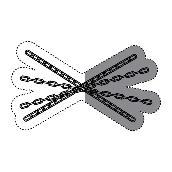Pegatina silueta gris conjunto de metal colección cadenas icono — Vector de stock