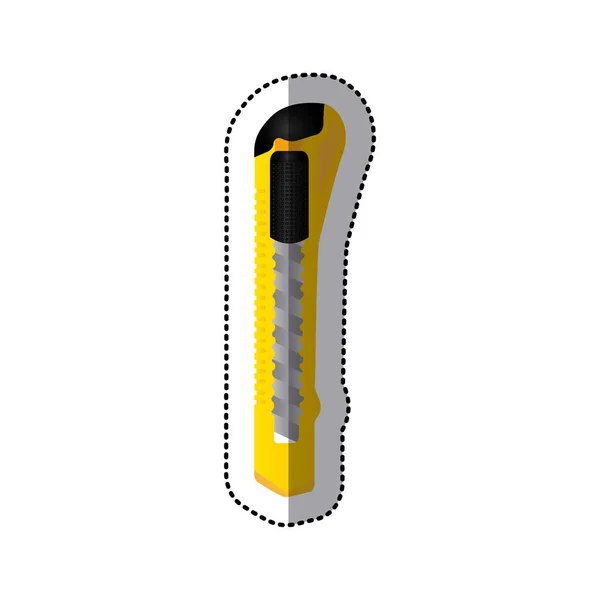 Pegatina herramienta icono de corte grande con cuerpo amarillo — Vector de stock